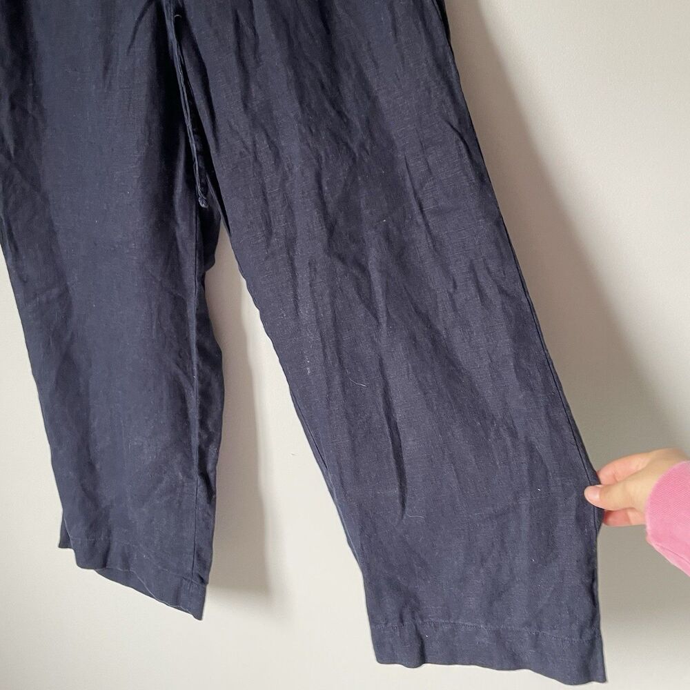 Talbots Cottagecore 100% Linen Cropped Wide Leg Pants Navy Blue Women's Size 2 - Picture 5 of 12